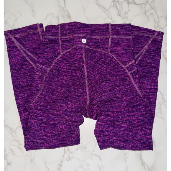Lululemon Free Flow Crop 21” Diamond Space Dye Violet Raspberry Womens Size 2 - Picture 5 of 6